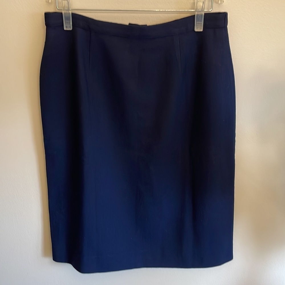 Dark Blue 100% Fine Merino Wool Skirt Made in USA.